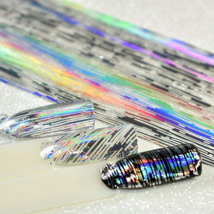 100x4cm Roll Super Holographic Nail Art Foil Stripe Line Silver Laser Nail Glue Transfer Sticker Decals Can be Use for UV Gel