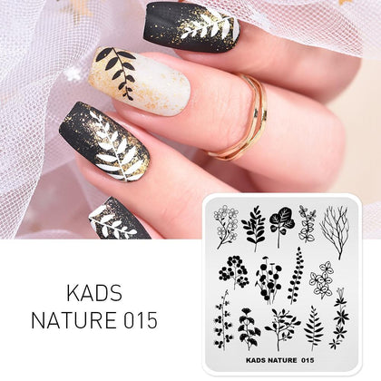 KADS Stamping Plate Nature 015 Leaves Plants Design Image Template Nail Stencil Templates Nail Mold Stencils for Nails
