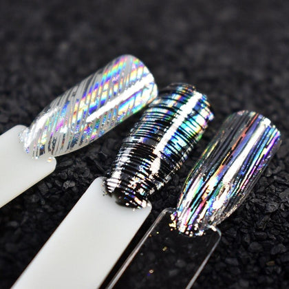 100x4cm Roll Super Holographic Nail Art Foil Stripe Line Silver Laser Nail Glue Transfer Sticker Decals Can be Use for UV Gel