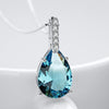 Usa Stock Uloveido 40% Water Drop Necklaces Pendants 925 Silver Necklace Women Chain Colar Blue Zircon Bijoux With Box Wa041 (Platinum Plated Blue 45Cm)