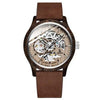 Ik Colouring Men Watch Fashion Casual Wooden Case Crazy Horse Leather Strap Wood Watch Skeleton Auto Mechanical Male Relogio