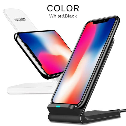 CinkeyPro QI Wireless Charger Quick Charge 2.0 Fast Charging for iPhone 8 10 X Samsung S6 S7 S8 2-Coils Stand 5V/2A & 9V/1.67A