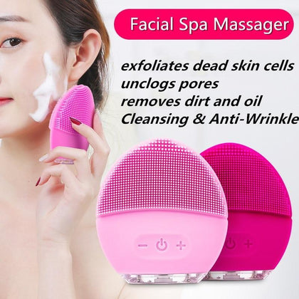 Electric Facial Massage Lift Tools Silicone Face Care Massager SPA Brush Skin Firming Machine Anti-aging Scraping Cleanser