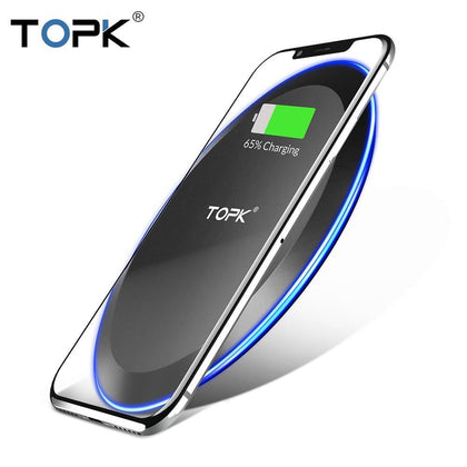 TOPK B46W 10W Fast Wireless Charger For Samsung Galaxy S9/S9+ S8 Note 9 S7 Edge Wireless Charging Pad for iPhone X 8 Plus