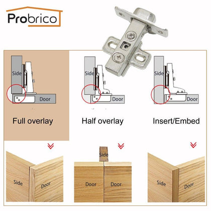 Probrico Cabinet Hinge Soft Close Kitchen Full Overlay Concealed Hydraulic CHR093HA Furniture Cupboard Door Hinge 110 Degree