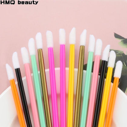 50pcs Disposable Lip Brush Set Lipstick Mascara Wands Brush Cleaning Eyelash Eyebrow Make Up Applicators tools