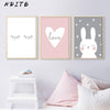 Nditb Rabbit Heart Nursery Wall Art Canvas Painting Cartoon Posters And Prints Decorative Picture Nordic Style Kids Decoration