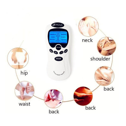 English Or Russian Dual Channel 2 in 8 Tens Unit Electronic Therapy Body Neck Massager Pulse Meridian Machine Muscle Stimulator