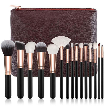 15pcs Pink Makeup Brushes Set Pincel Maquiagem Powder Eye Kabuki Brush Complete Kit Cosmetics Beauty Tools with Leather Case