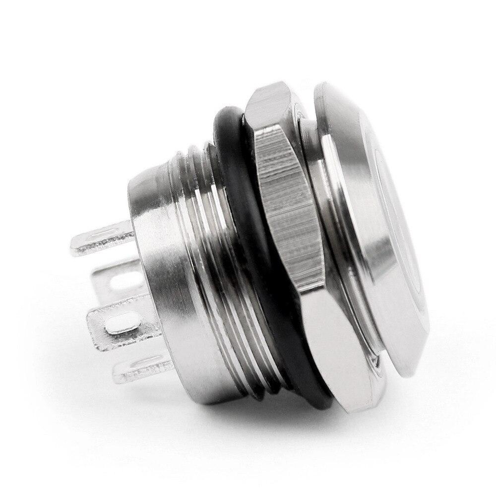 Areyourshop Push Button Switch Mini 4 Pin 12Mm Blue/Green/Red Led Metal Push Button Momentary Switch