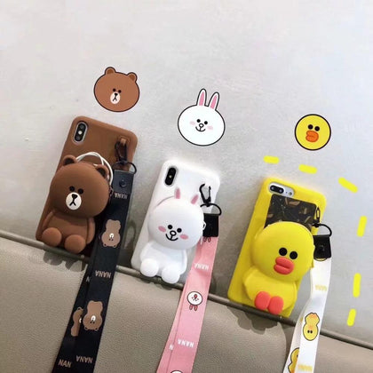 Cute Cartoon 3D Bear Wallet Phone Case For iPhone X XR XS Max 7 8 Plus Soft Silicone Cover For iPhone 8 7 6 6S Plus Back Capa