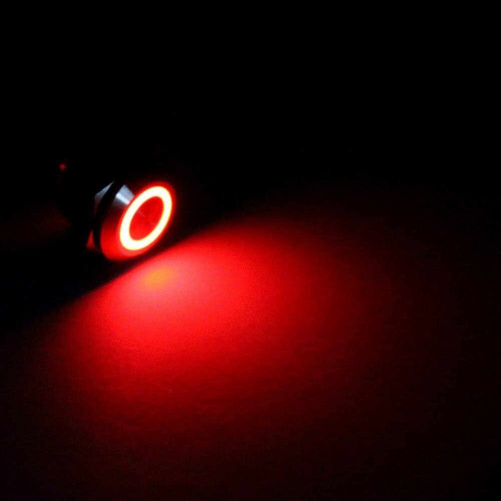 Areyourshop Push Button Switch Mini 4 Pin 12Mm Blue/Green/Red Led Metal Push Button Momentary Switch