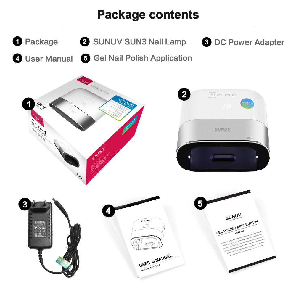 SUNUV SUN3 48W UV LED Lamp Menicure Led Timer Invisible LCD Display Infrared Smart 2.0 With Original Box