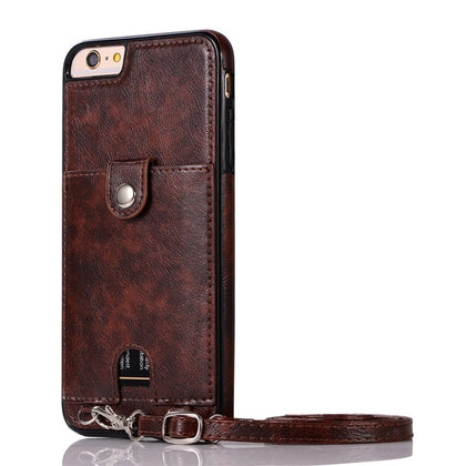 Haissky Vintage PU Leather Back Case for iPhone 11 Pro Max Xs Max XR X Wallet Card Case for iPhone 6 6S 7 8 Plus Case With Strap