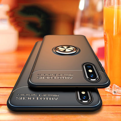 Luxury Shockproof Bracket Ring Case On The For iphone X XR XS Max Full Cover For iphone 7 8 6 6s PLus Soft Silicone Holder Case