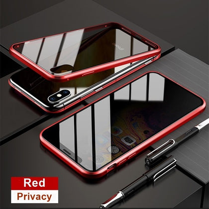 Tongdaytech Magnetic Tempered Glass Privacy Metal Phone Case Coque 360 Magnet Antispy Protective Cover For Iphone XR XS X 11Pro MAX 8 7 6 Plus