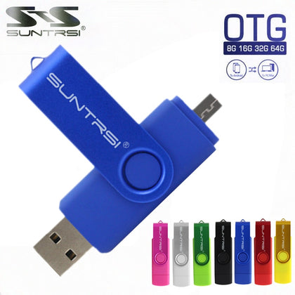 Suntrsi Smart Phone USB Flash Drive Metal Pen Drive 128gb 64gb 32gb16gb  OTG external storage micro usb memory stick Flash Drive