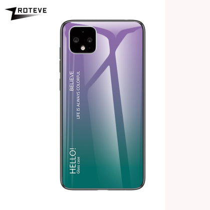 ZROTEVE Cover For Google Pixel 4 XL Case Glass Back Cover For Google Pixel 4 Case Silicone Tempered Glass Back Cover Pixel 4 XL