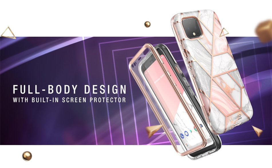 For Google Pixel 4 XL Case 6.3 inch (2019) I-BLASON Cosmo Full-Body Glitter Marble Bumper Case with Built-in Screen Protector