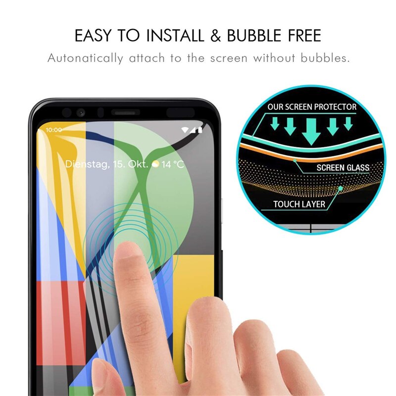 For Google Pixel 4 Glass Screen Protector for Google Pixel 4 4XL XL4 Tempered Glass Full Cover Protective Film Black
