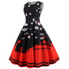 Women's  Autumn and Winter Christmas Round Neck Sleeveless Print Dress