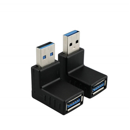 2 PCS USB 3.0 90 Degree Right Angled Connector Male to Female Extender L Plug