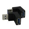 2 PCS USB 3.0 90 Degree Right Angled Connector Male to Female Extender L Plug