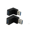 2 PCS USB 3.0 90 Degree Right Angled Connector Male to Female Extender L Plug