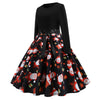 2018 Christmas Print Large Swing Long Sleeve Stitching Dress
