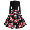 2018 Christmas Print Large Swing Long Sleeve Stitching Dress