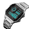 SKMEI Men Sports  Waterproof Watch Stainless Steel Fashion Digital Wristwatches