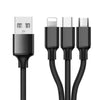 Cwxuan 3 in 1 3A Fast Charge Cable for iPhone 8 Pin Micro USB Type-C Port Device