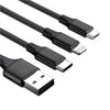 Cwxuan 3 in 1 3A Fast Charge Cable for iPhone 8 Pin Micro USB Type-C Port Device