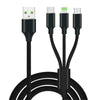 QC3.0 Quick Charge Adaptive 4 Port USB Fast Car Charger + 3 in 1 Type-C + 8 Pin + Micro USB Data Charging Cable