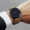 Men Fashion Sports Large Dial Quartz Leather Wrist Watch
