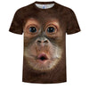 Summer Fashion 3D Monkey Singing Illustration Print Men's Round Neck T-shirt