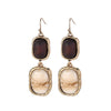 Alloy Eardrop Wood Resin Earring Electroplating Antique Gold Earring