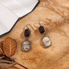 Alloy Eardrop Wood Resin Earring Electroplating Antique Gold Earring