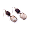 Alloy Eardrop Wood Resin Earring Electroplating Antique Gold Earring
