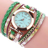 B0997 Women Fashion Bohemian Quartz Leather Weave Bracelet Watch