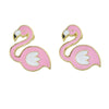 Pink White Enamel Flamingo Shape Earrings