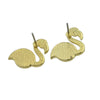 Pink White Enamel Flamingo Shape Earrings