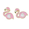 Pink White Enamel Flamingo Shape Earrings