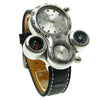 Oulm HP1149 Multi-function Big Dial Compass Thermometer Quartz Watch