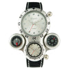 Oulm HP1149 Multi-function Big Dial Compass Thermometer Quartz Watch