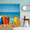 Funny Beach Shoes Polyester Shower Curtain Bathroom  High Definition 3D Printing Water-Proof