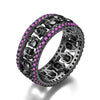 Exquisite Black Gold Round Cut Amethyst Gift for Lovers Skull Ring