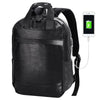 PU Leather Laptop Backpack with USB and Headphone Ports for Men Travel G00326