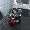 Red Crystal Black Rose Flower Ring Women'S Ring Set Wedding Jewelry