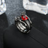 Red Crystal Black Rose Flower Ring Women'S Ring Set Wedding Jewelry